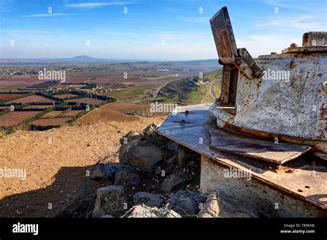 abandoned army outpost at golan heights israel israel and syria are separated by a
