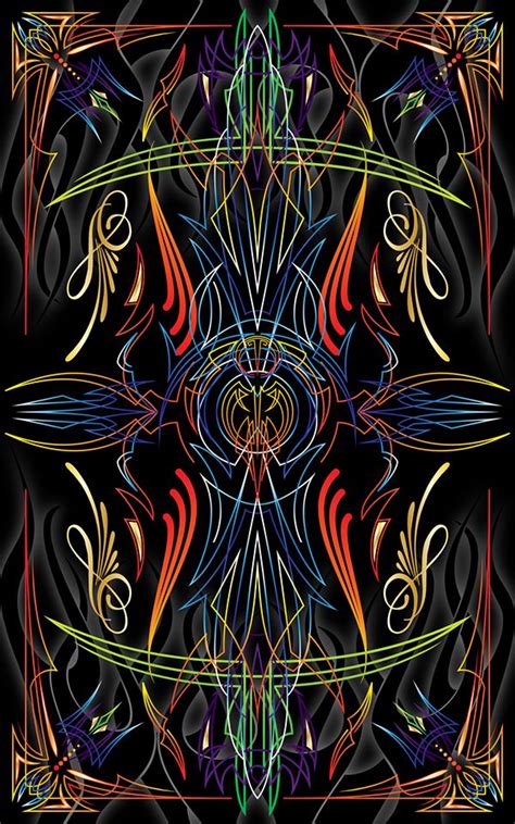 Intricate Pinstriping Design Over A Ghost Flame Black Background