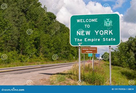 The Welcome To New York State Line Sign On Us Route 62 In Chautauqua