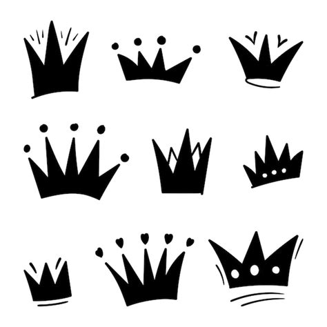 Premium Vector Set Of Doodle Crown Sketch Hand Drawn Style