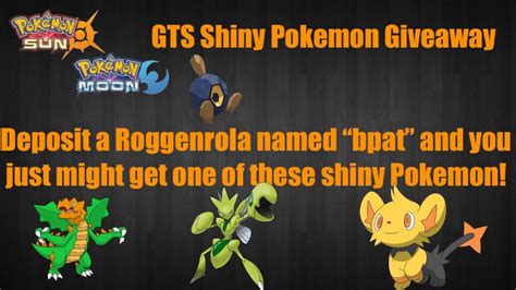 Pokemon Sun And Moon Shiny Gts Giveaway Battle Ready Pokemon Youtube