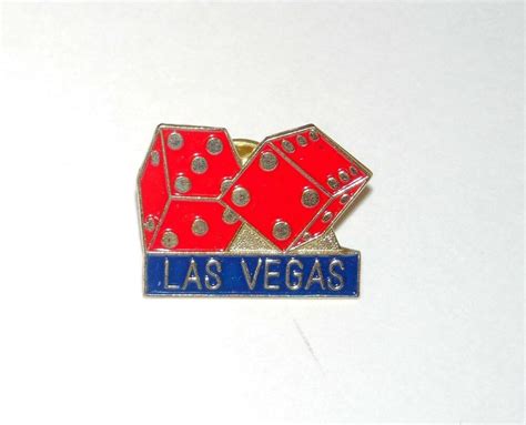 Las Vegas Nevada Souvenir Pair Dice Metal Red And Blue Enamel Lapel Pin