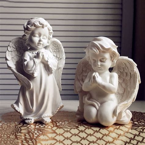 Garden Ornaments Handmade Small Angel Kneeling And Standing Pray Angel