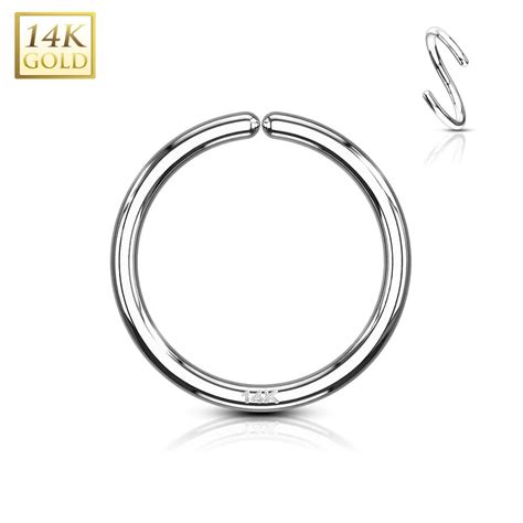 14kt Solid White Gold Seamless Full Nose Ring Hoop Pierced Universe