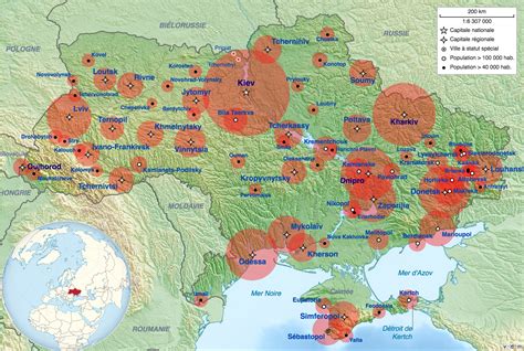 Ukraine - grandes villes • Map • PopulationData.net