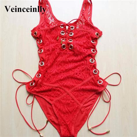 2021 Yellow Lace Up One Piece Swimsuit For Big Boob Women Swimwear