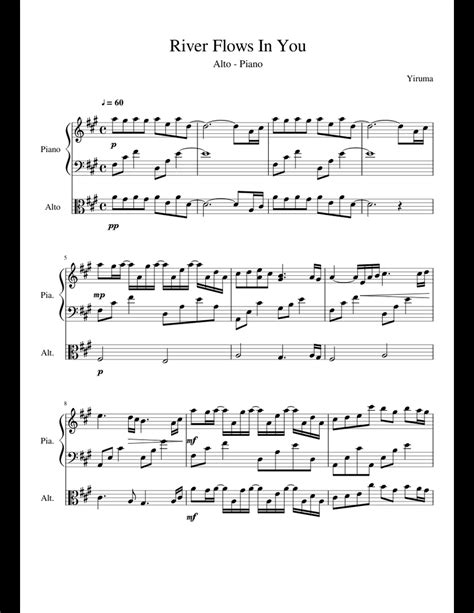 Free sheet music download sheet music and search for. River Flows In You Alto-Piano sheet music for Piano, Viola download free in PDF or MIDI