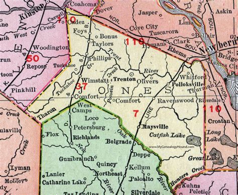 Jones County North Carolina 1911 Map Rand Mcnally Trenton