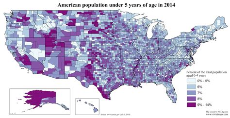 American Population Under Years Of Age By Alex Egoshin Map Usa Demography Map