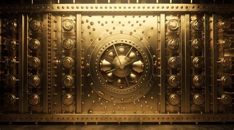 Large Gold Vault Door With Several Elements Inside It Background D Rendering Golden Bank Vault