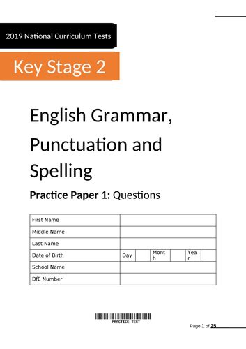Ks2 Spag Test Practice Papers Sats Teaching Resources