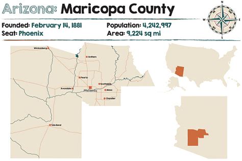 Ilustración De Amplio Y Detallado Mapa Del Condado De Maricopa En