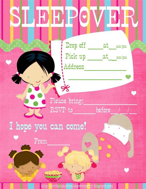 Free Printable Sleepover Party Invitations Hundreds Of Slumber Party