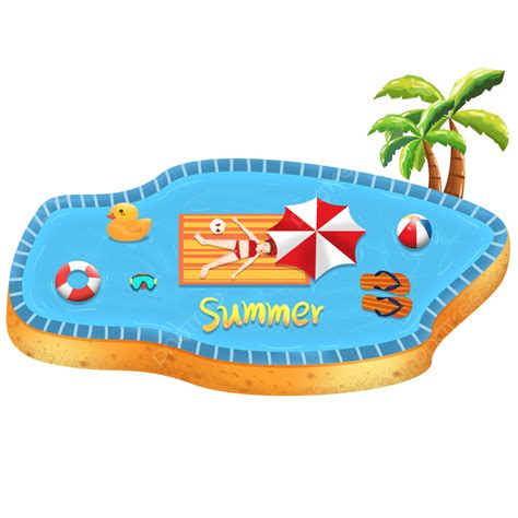 Cartoon Swimming Pool Hd Transparent Summer Beach Ocean Swimming Pool