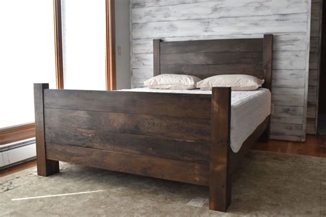 Wood Bed Frame Platform Bed Queen Bed King Headboard Etsy Farmhouse