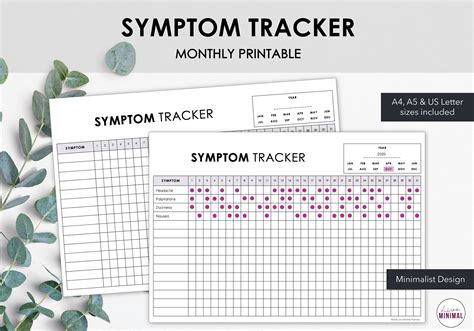 Printable Monthly Symptom Tracker Track Monthly Chronic Etsy Uk