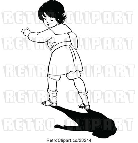 Vector Clip Art Of Retro Girl Looking Back At Her Shadow By Prawny