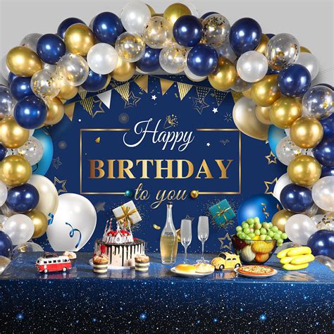 Navy Blue Birthday Confetti Balloons Kit Set 50 Pieces Blue Birthday