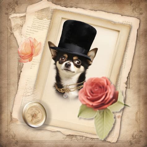 Vintage Chihuahua Montage Art Print Free Stock Photo - Public Domain
