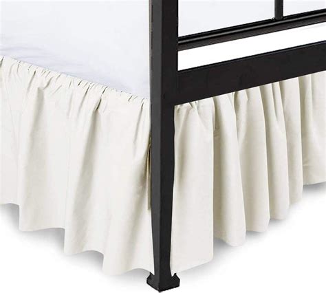 Shreem Linen Ruffled Bed Skirt With Split Corners Ivory