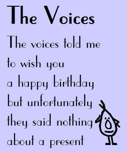 The Voices - A Funny Birthday Poem. Free Funny Birthday Wishes eCards
