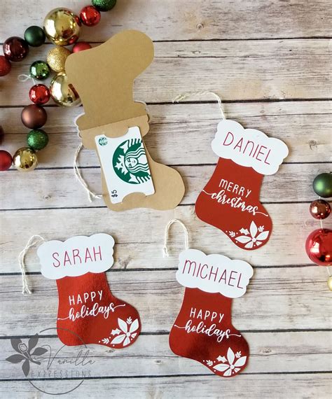 4 Pack Christmas Stocking Gift Card Holder Personalized Etsy