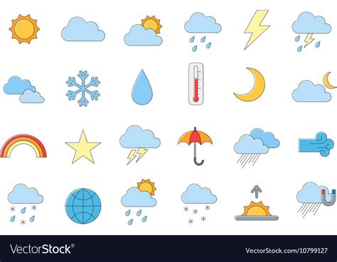 Set 24 Weather Forecast Icons Royalty Free Vector Image