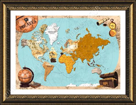 World Map Framed Art World Maps