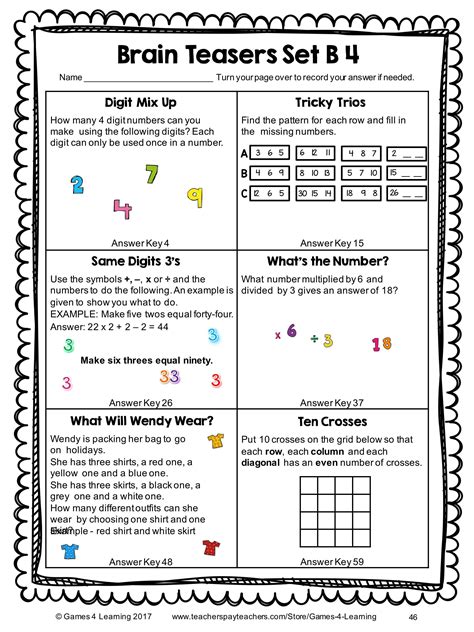 Worksheet Brain Teaser Worksheets Kindergarten Math Brain — Db