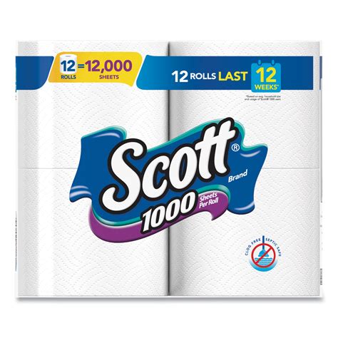 Scott® Toilet Paper Septic Safe 1 Ply White 1000 Sheetsroll 12