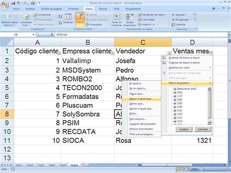 Ejercicio Filtro Datos En Excel
