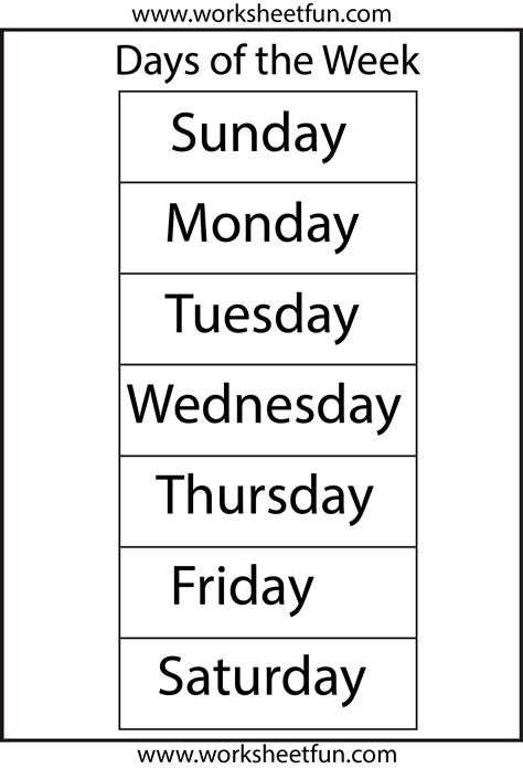 Days Of The Week 1 Worksheet Free Printable Worksheets Worksheetfun