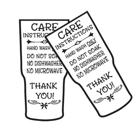 Printable Tumbler Cup Care Instruction Card Cup Washing Etsy