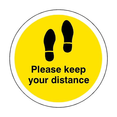Please Keep Your Distance Floor Sticker Yellow Pvc Safety Signs
