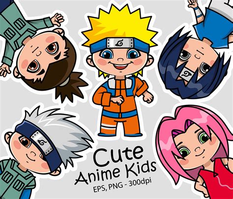 Cute Anime Chibi Kids Characters Clipart Cute Boys Clipart Etsy