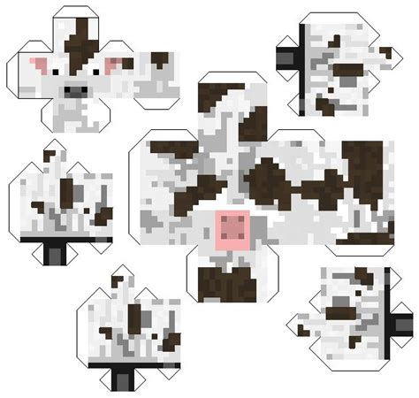 Papercraft White Cow W Brown Spots Minecraft Party Pinterest D