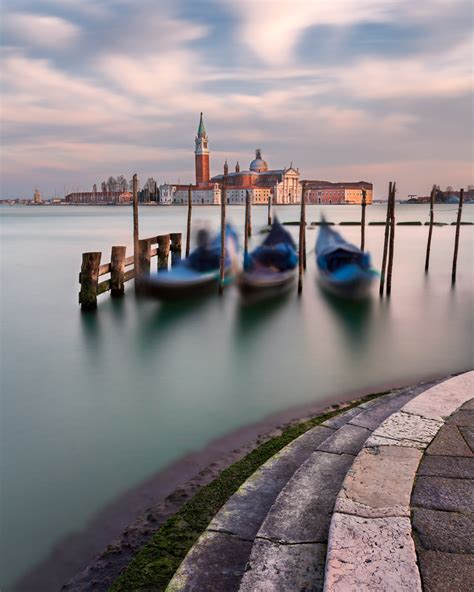 Lagoon Gondolas And San Giorgio Maggiore Church Venice Italy