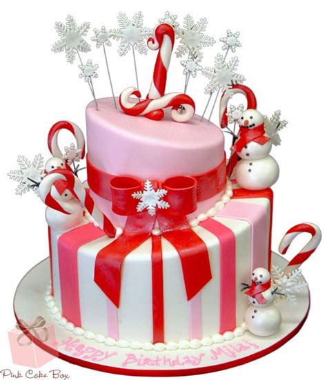 Winter Candy Cane Themed Birthday Cake Birthday Cakes Mini