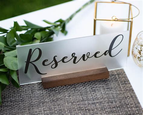 Reserved Sign Wedding Reserved Table Sign Acrylic Wedding Etsy