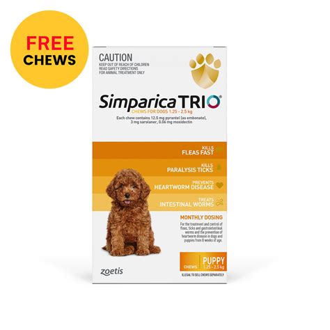 Simparica Trio Flea Tick And Heartworm Dog Treatment