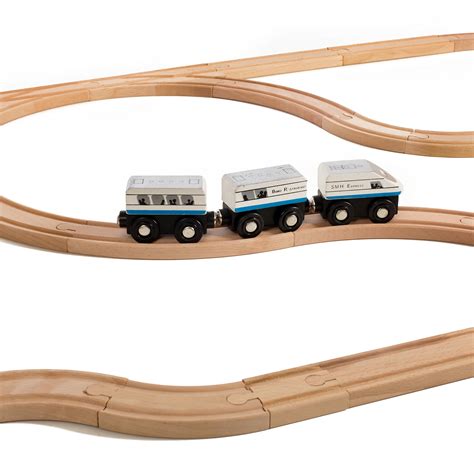 On Track Usa Wooden Train Track Expansion Set With Engine Train Cars
