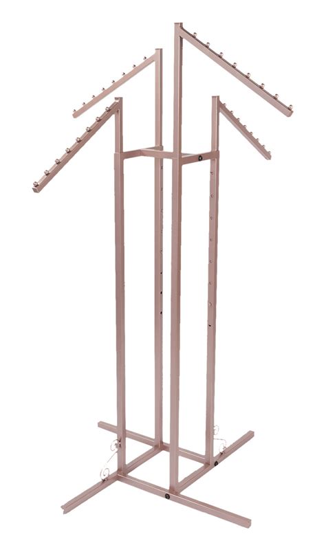 Rose Gold 4 Way Clothing Rack With Slant Arms