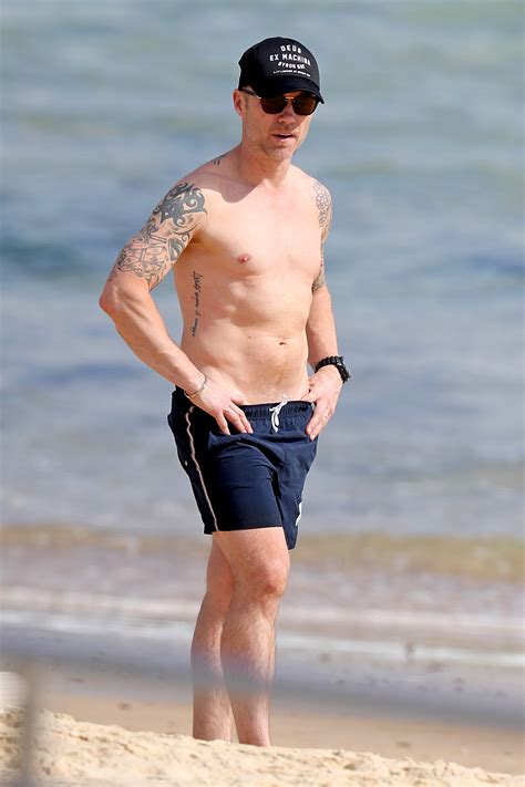 Ronan Keating Goes Topless And Shows Off Tattoos In Rare Beach Outing