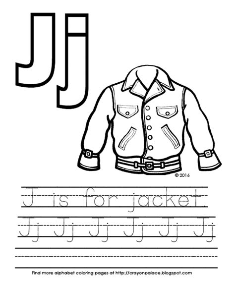 Push pack to pdf button and download pdf coloring book for free. "J is For Jacket" alphabet coloring page | Crayon Palace