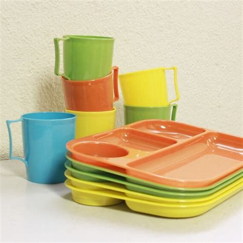 Vintage Trays Plastic Picnic Set Divided Food By Oldcottonwood