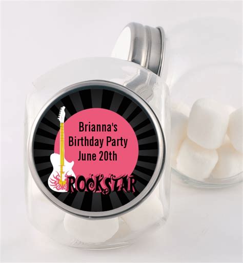 Rock Star Guitar Pink Birthday Party Candy Jars Candles And Favors
