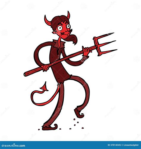 Cartoon Devil With Pitchfork Stock Vector Illustration Of Character