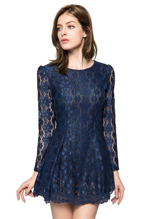 sapphire blue xl lace long sleeve short cocktail dress