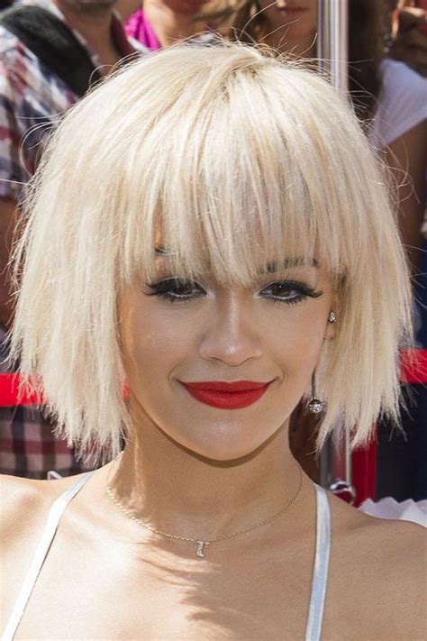 Short Platinum Blonde Hair With Curtain Bangs - Curtain Bang