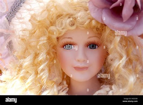 Antique Old Blond Porcelain Doll Face Protrait Stock Photo Alamy